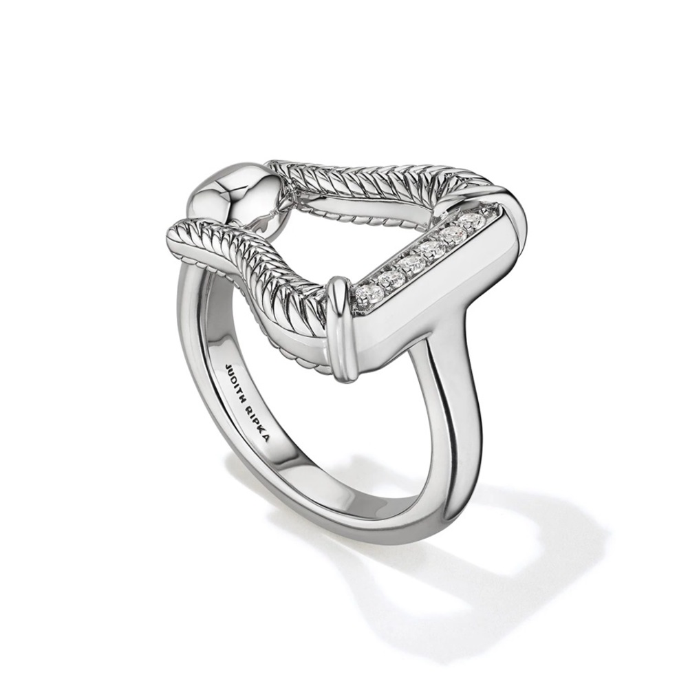 NWT Judith Ripka Vienna Diamond Sterling Silver Stirrup Ring-size 8